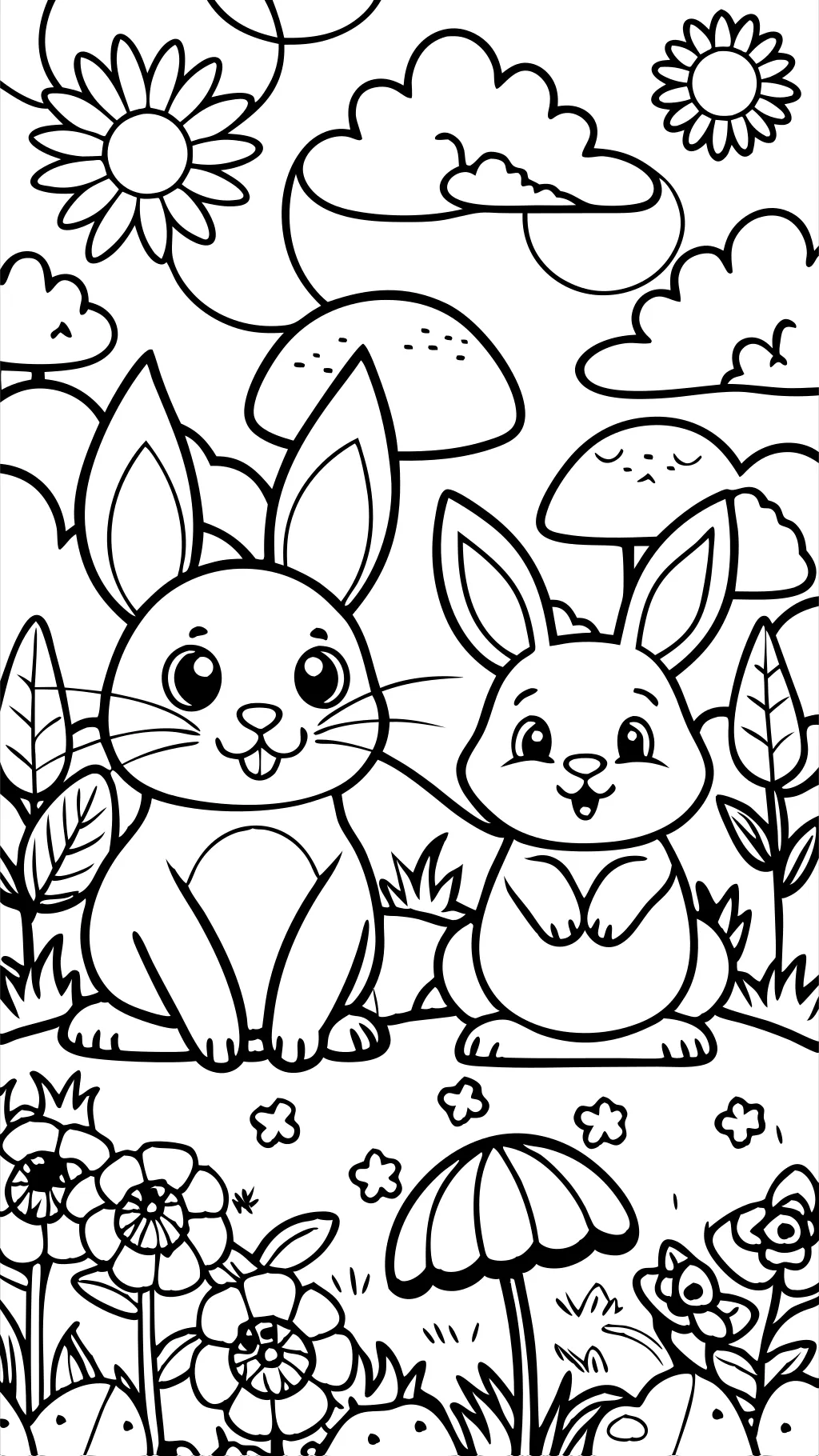 coloring page bunnies